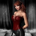 rossa sexy in corsetto in lattice